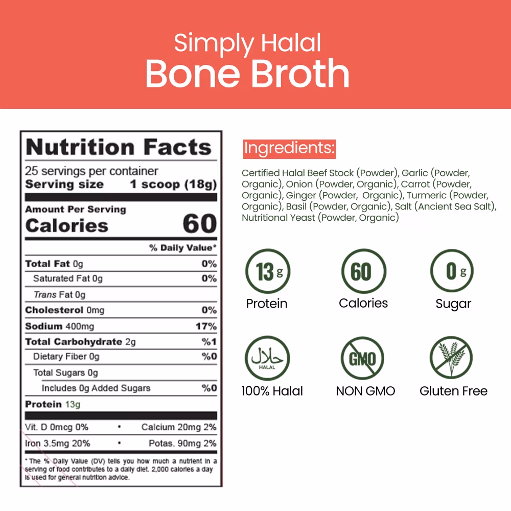 Simply halal bone broth nutrition facts and ingredients